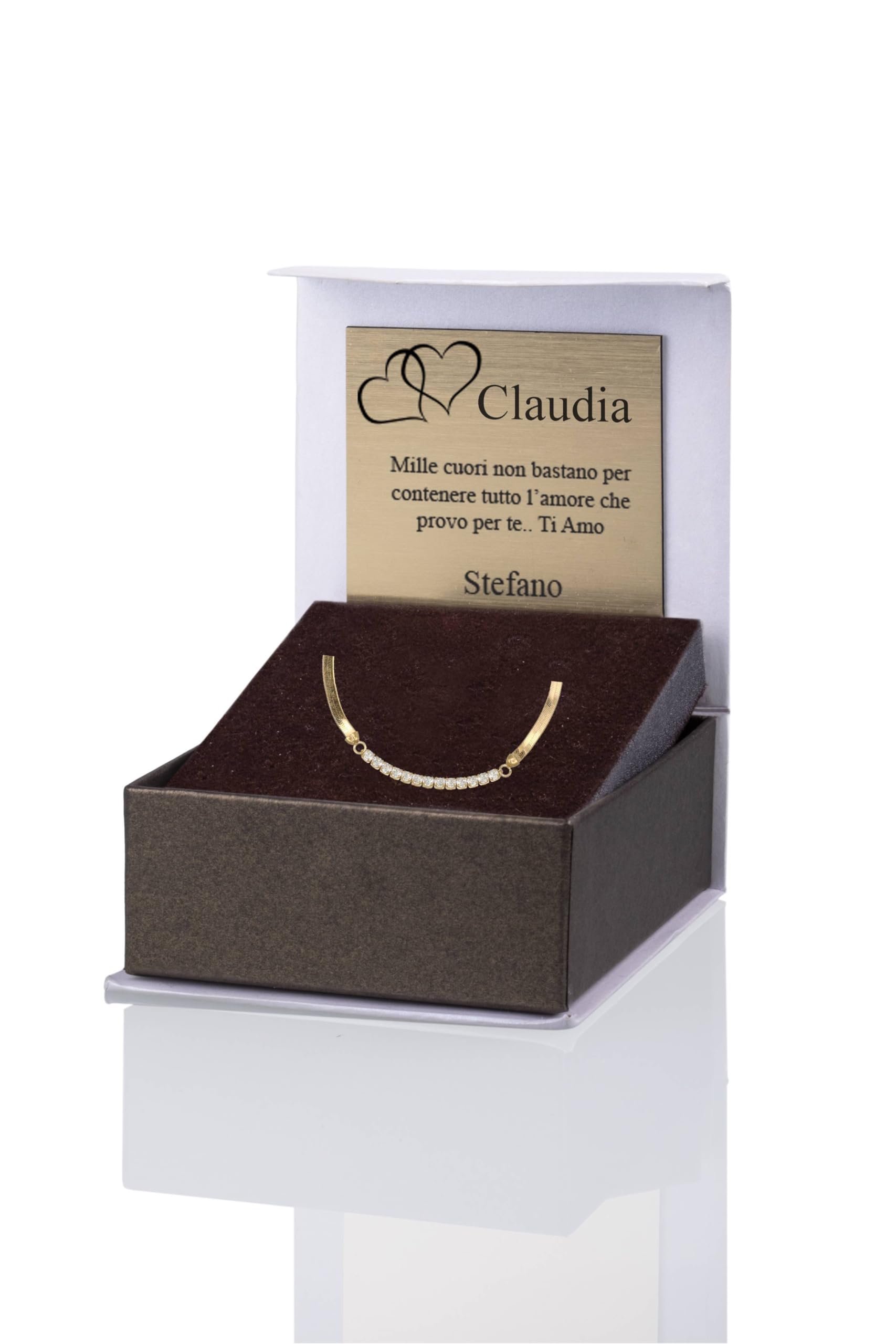 Sakrami Bracciale Donna Ragazza Snake in Argento 925 con Zirconi Bianchi o Neri + Scatola Personalizzabile con Dedica – Idea Regalo per Anniversario, Compleanno o Comunione