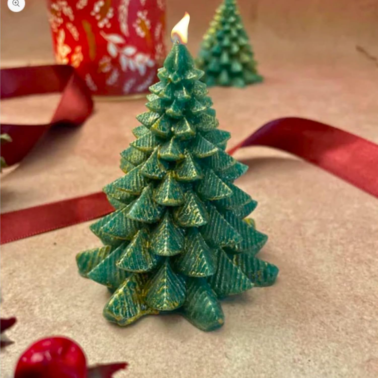 Soy Wax Christmas Tree Candle Set of 2 Evergreen Forest Scented, Candles for Christmas Party, Home Décor, Valentine's Day, and New Year Celebrations (Green)