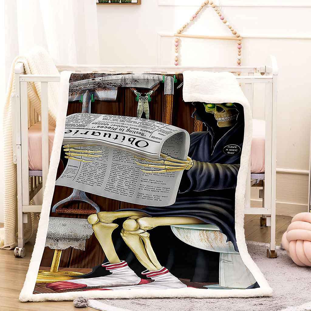 Couverture polaire flanelle anti-froid 150x200cm plaid crâne lavable en machine