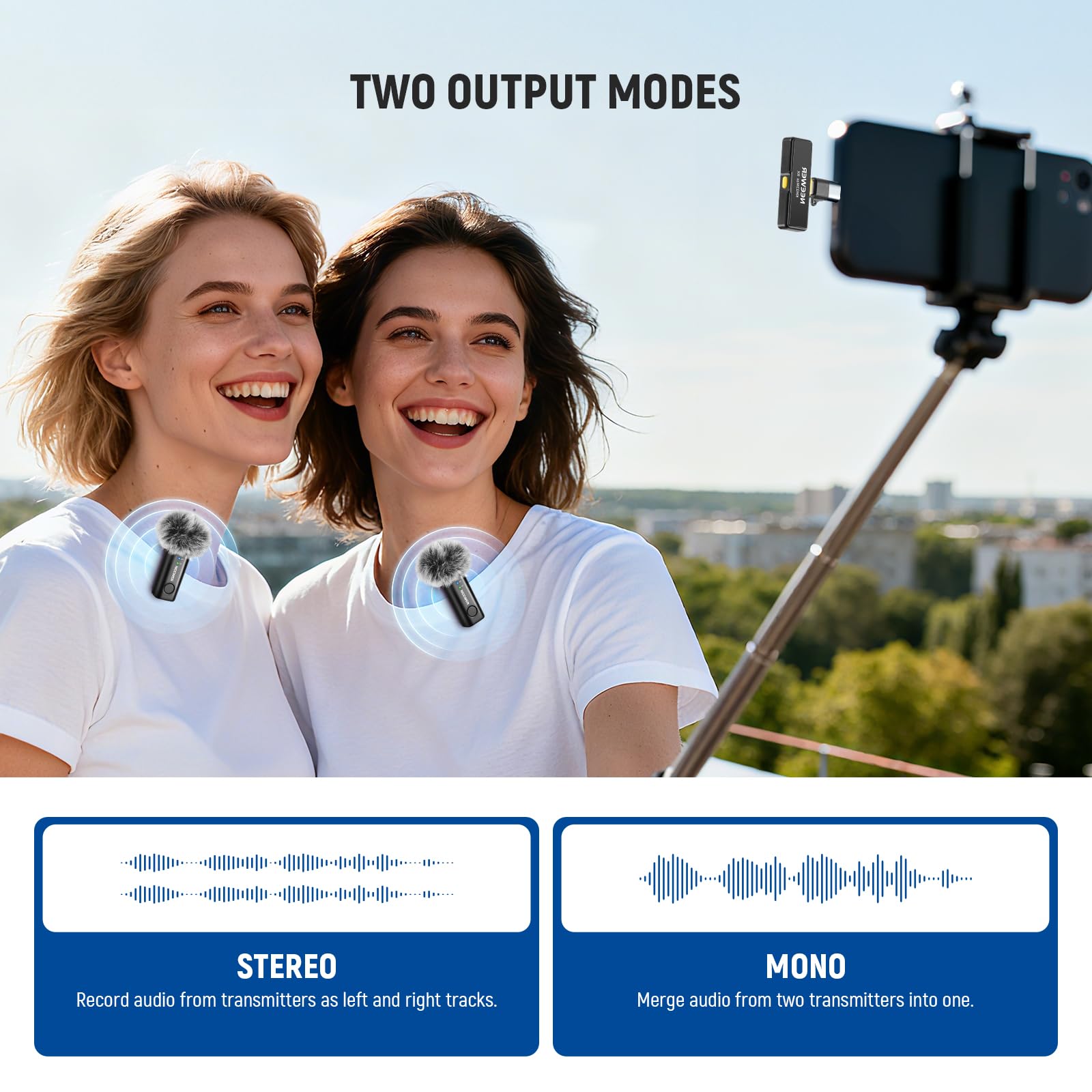 NEEWER KM23Max Bezprzewodowy mikrofon krawatowy 48 kHz/24 bit, zasięg 100 m, 8 H, bateria z redukcją szumów, wielokierunkowy mini mikrofon USB C, kompatybilny z DJI Insta360, iPhone, Android, PC (1x
