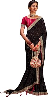 SAREE MALL Women's Multicolor Vichitra Silk Embroidered Saree with Unstitched Blouse Piece(AYUSHI4001_SUM_Parent) Price In India