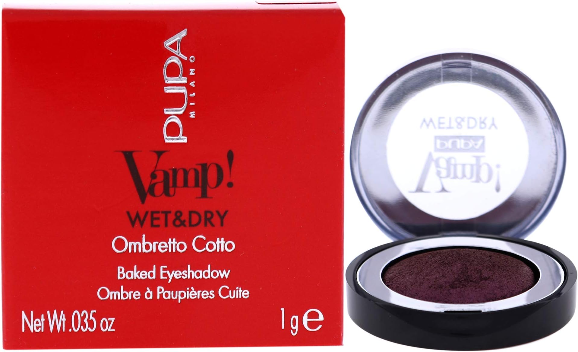 Pupa Milano Vamp! Wet And Dry Baked Eyeshadow - Radiant And Vibrant Effect - Low Allergy Risk, Ophthalmologically d, Paraben Free, Wet And Dry Dual Use - 205 Hot Violet - 0.035 Oz