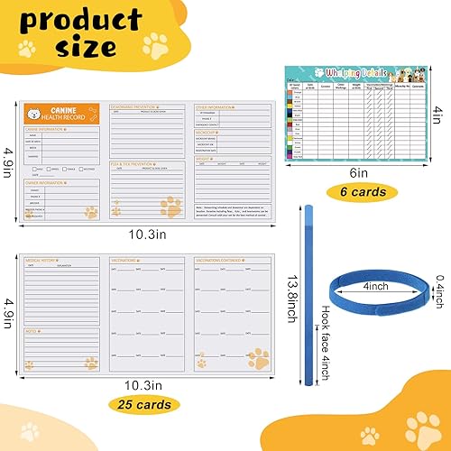 Miniatura 2 de Kit de 47 folletos de registro de salud canina y collar de parto para cachorros, incluye 25 tarjetas de registro de vacunación para cachorros, 15