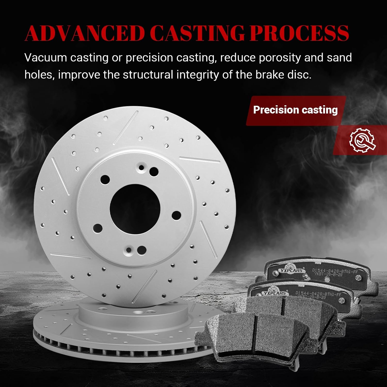 Front & Rear Drilled Slotted Rotors and Ceramic Disc Brake Pads Kit for Hyundai Elantra 2017 2018 2019 2020 2.0L