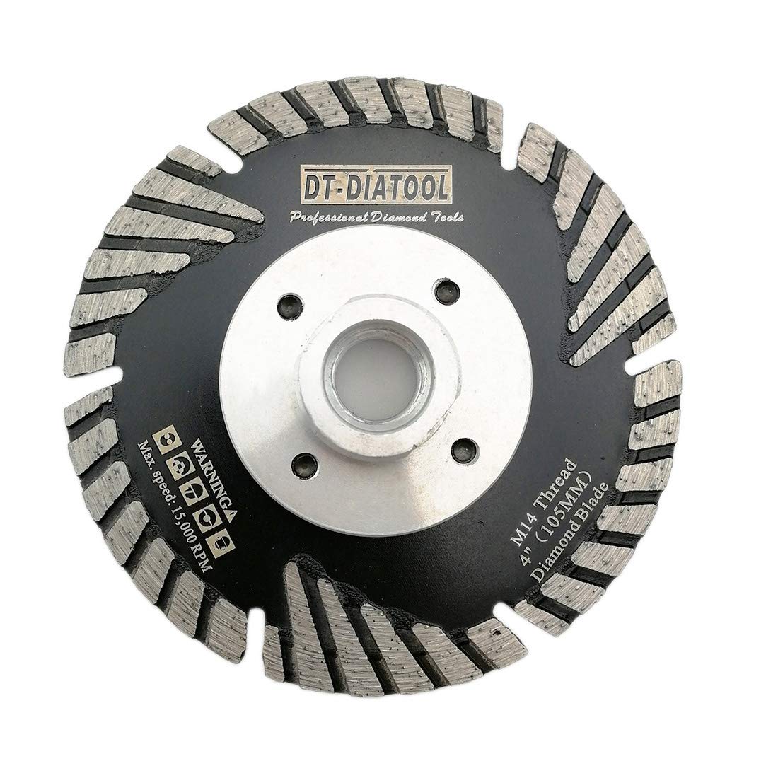 DT-DIATOOL Diamond Turbo Cutting Disc with Slant Protection Teeth 4 Inch / 105mm Cutting Disc with M14 Thread for Concrete Tile Granite Marble Masonry