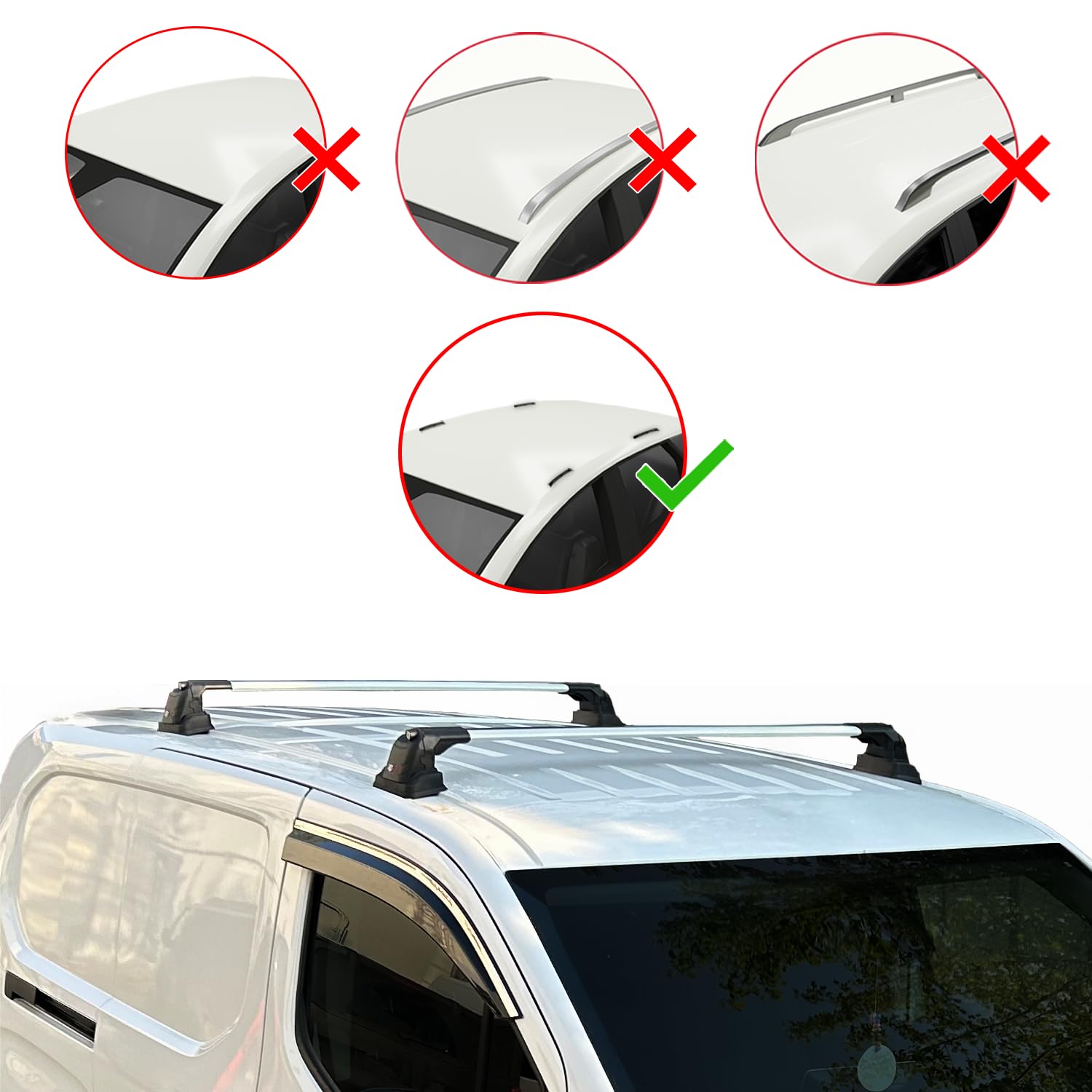 Compatible con Renault Kangoo 2 (X61) 2007-2021 Modelo Ace-3 Barra de Techo Auto Portaequipajes Barras Transversales Gris Aluminio 2 Barras