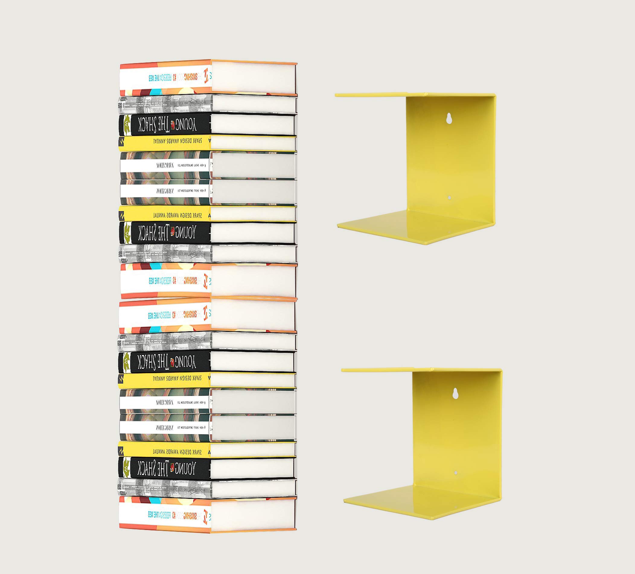 DreamKraft Metal Invisible Wall Mounted Book Shelfs (Yellow, 2)-picture-17