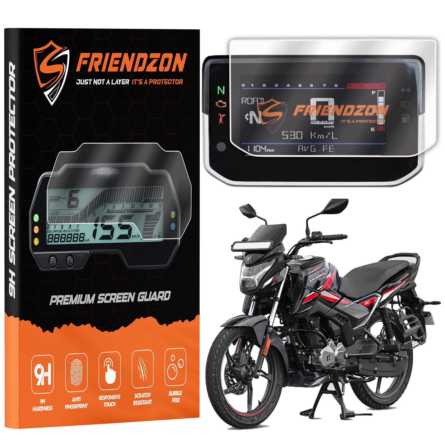 FriendZon Screen Guard For Hero Glamour X [2025] TFT Digital Meter [2025] | Anti-Bubble | Scratch Resistant | HD Clear | Anti-Fingerprint | Glamour Accessories | TFT Instrument Display Protector [Not Tempered Glass] (Pack of 1)