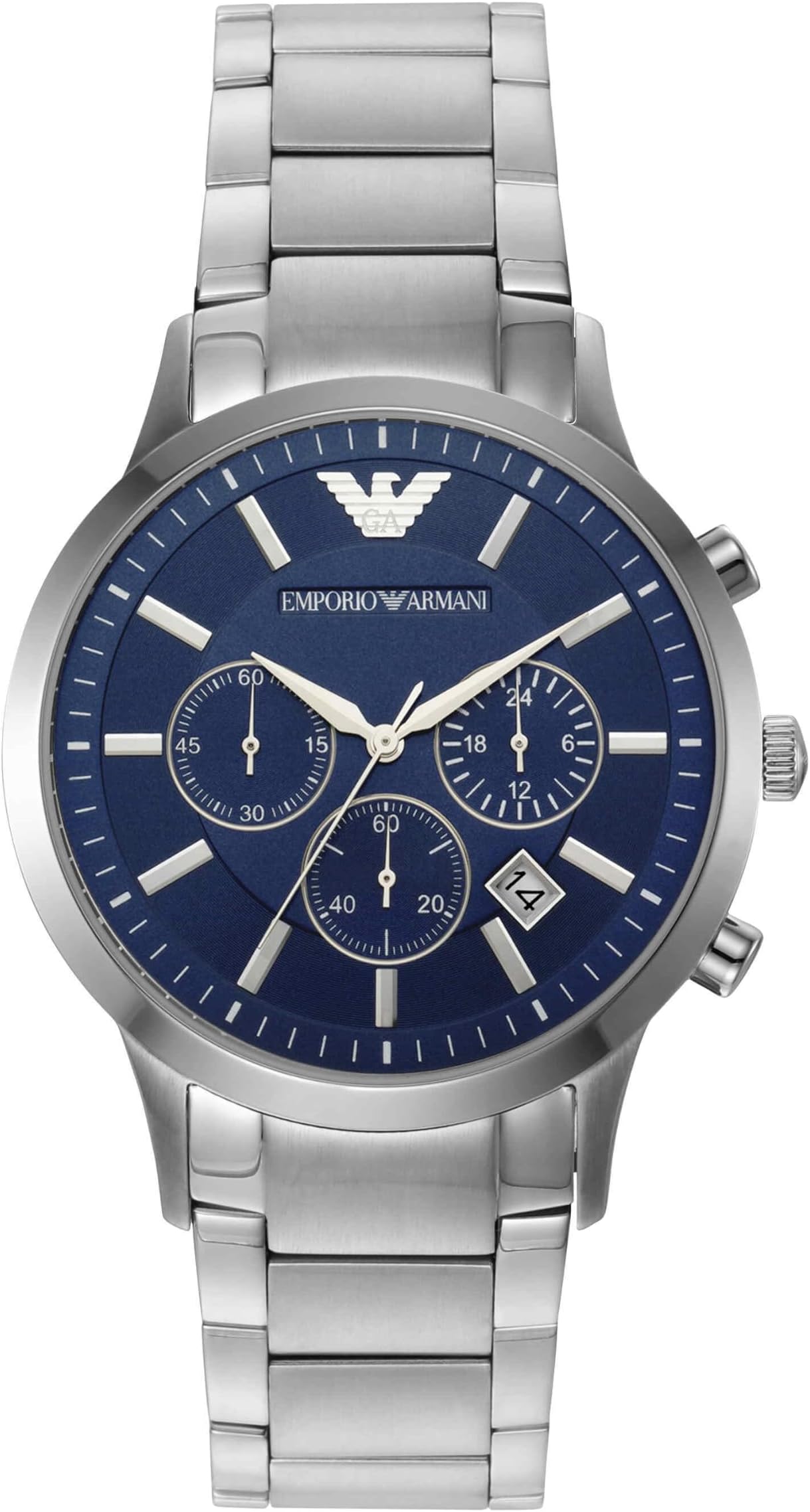 multifunction stainless steel watch, 43mm case size