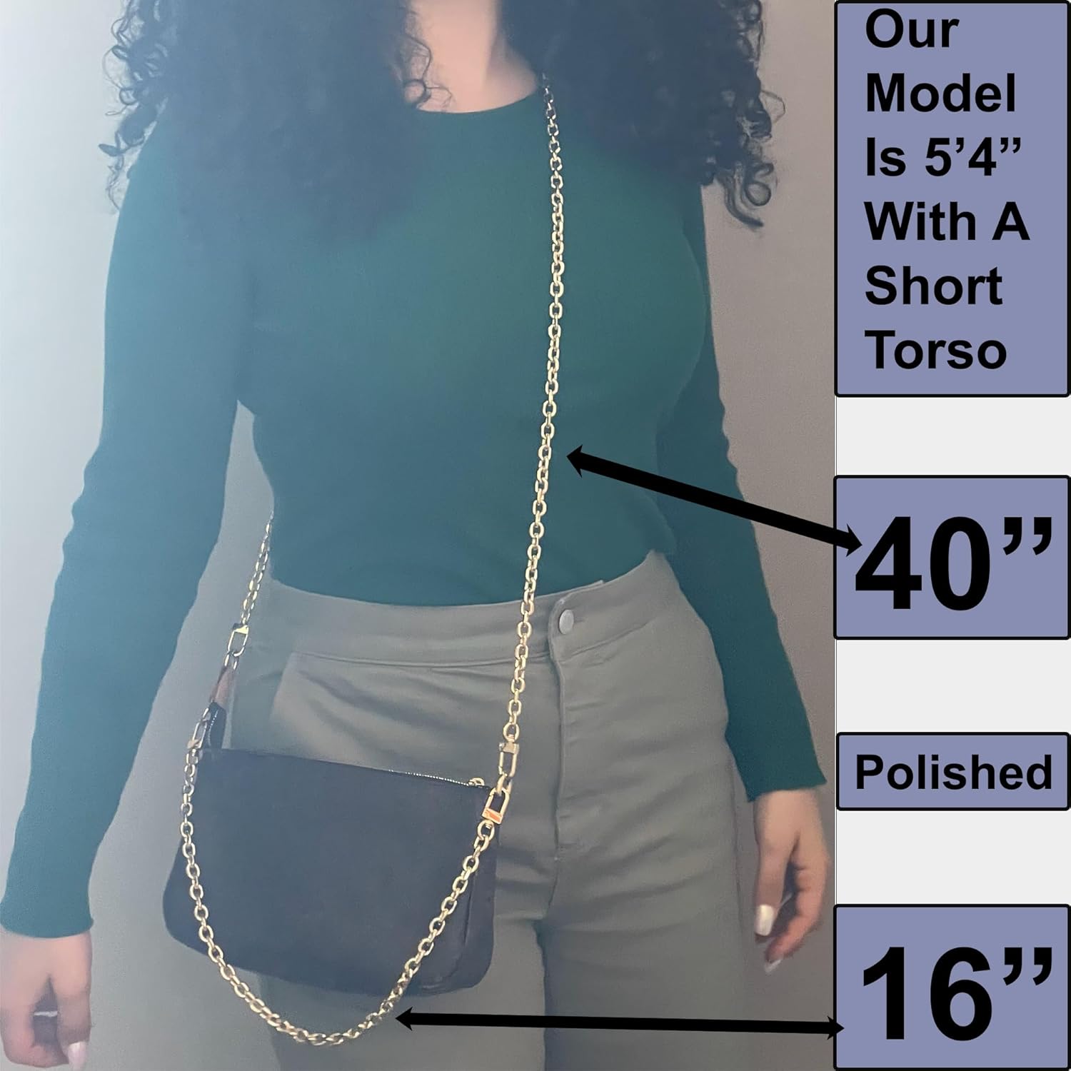 Rolo Purse Chain Diamond Cut Crossbody Shoulder Strap (9mm) Polished (24" / 60cm)