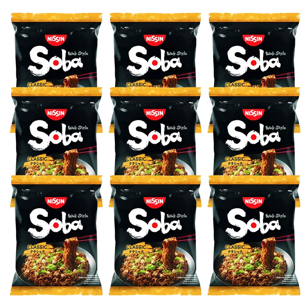 WaNaHong Nissin Soba - Fideos instantáneos fritos Yakisoba 109 g (9 porciones) - Clásico