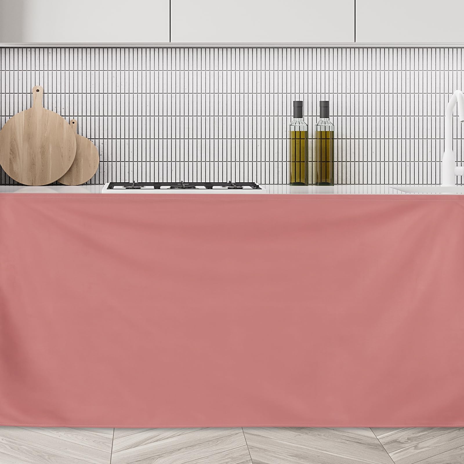 Cortinas de gabinete QUARKZMAN antipolvo, falda corta para cocina y baño (130x70 cm, rojo marrón)