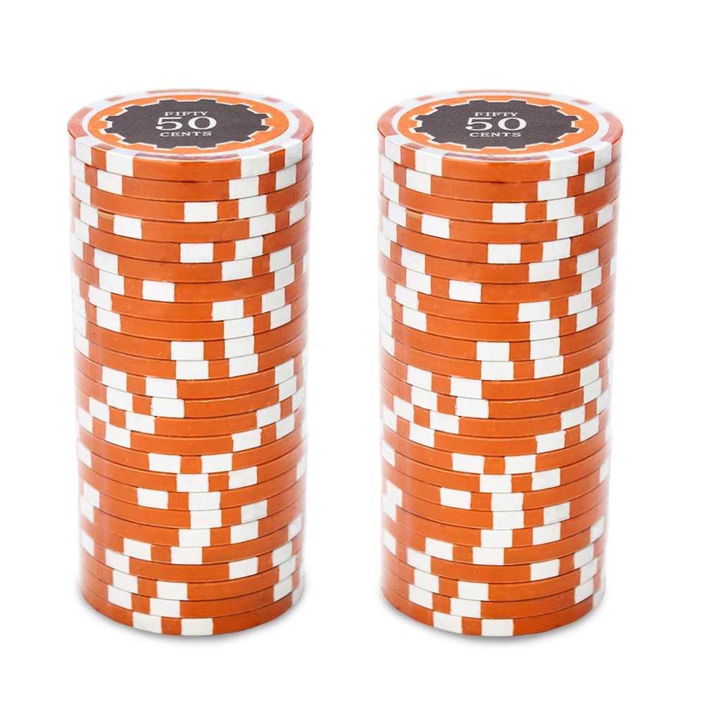 Brybelly Eclipse - Lote de 50 fichas de póker de cerámica de 14 gramos, Naranja ($0.50 Orange)