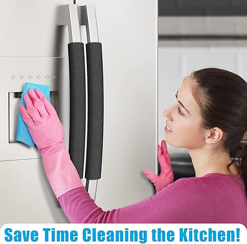 Miniatura 4 de ELCOOR Juego de 6 fundas para manijas de puerta de refrigerador, recortables, lavables, fundas para manijas de electrodomésticos, protector de