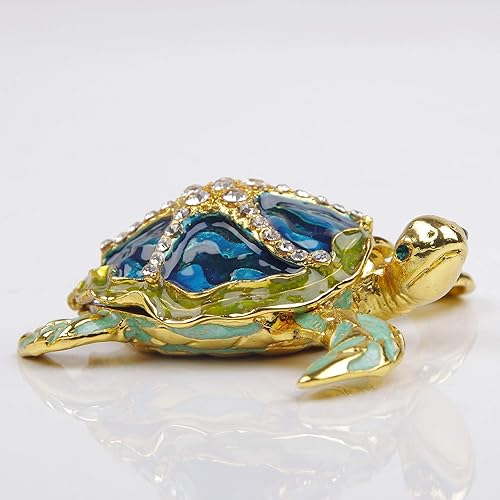 Miniatura 4 de SEVENBEES Caja de joyería decorativa con bisagras de tortuga marina con figura de estrella de mar