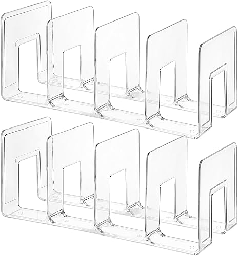 Miniatura 7 de Paquete de 4 clasificadores de archivos acrílicos, organizador de carpetas de archivos de escritorio transparente de 4 secciones, estante grueso de