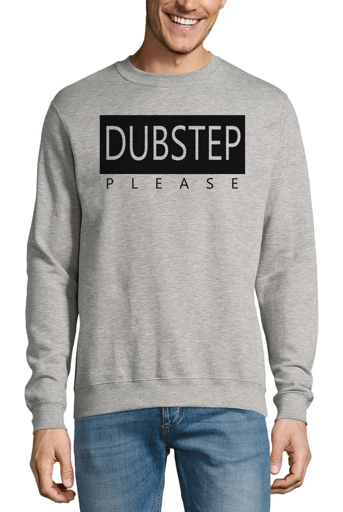 Dubstep Please Music Logo bawełniany sweter bluza sweter szary, Szary, XL