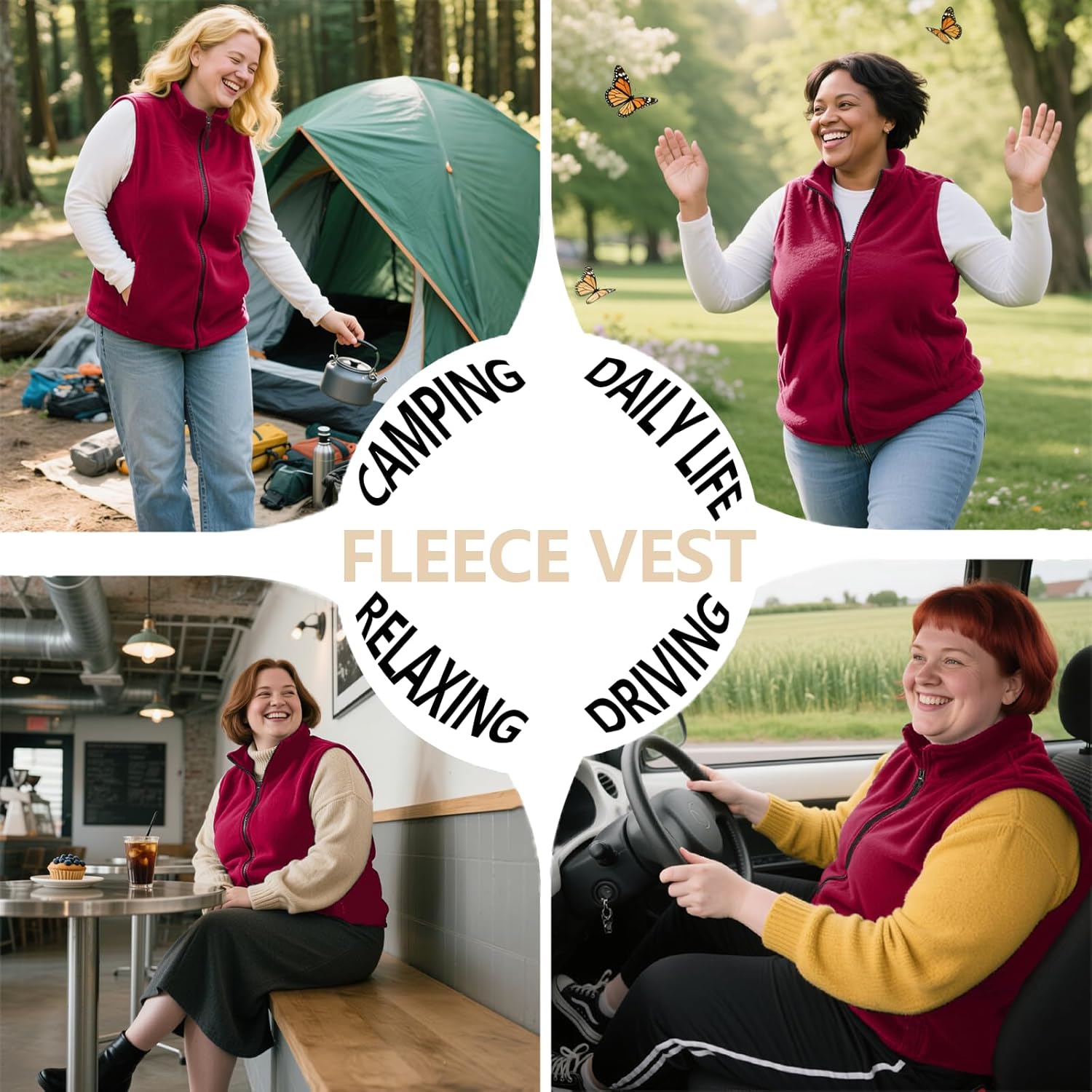 Plus Size Women's Fleece Vest, 1X-5X Outerwear Lightweight Sleeveless Zip Jackets(Exclusively for Plus Size) - Image 6