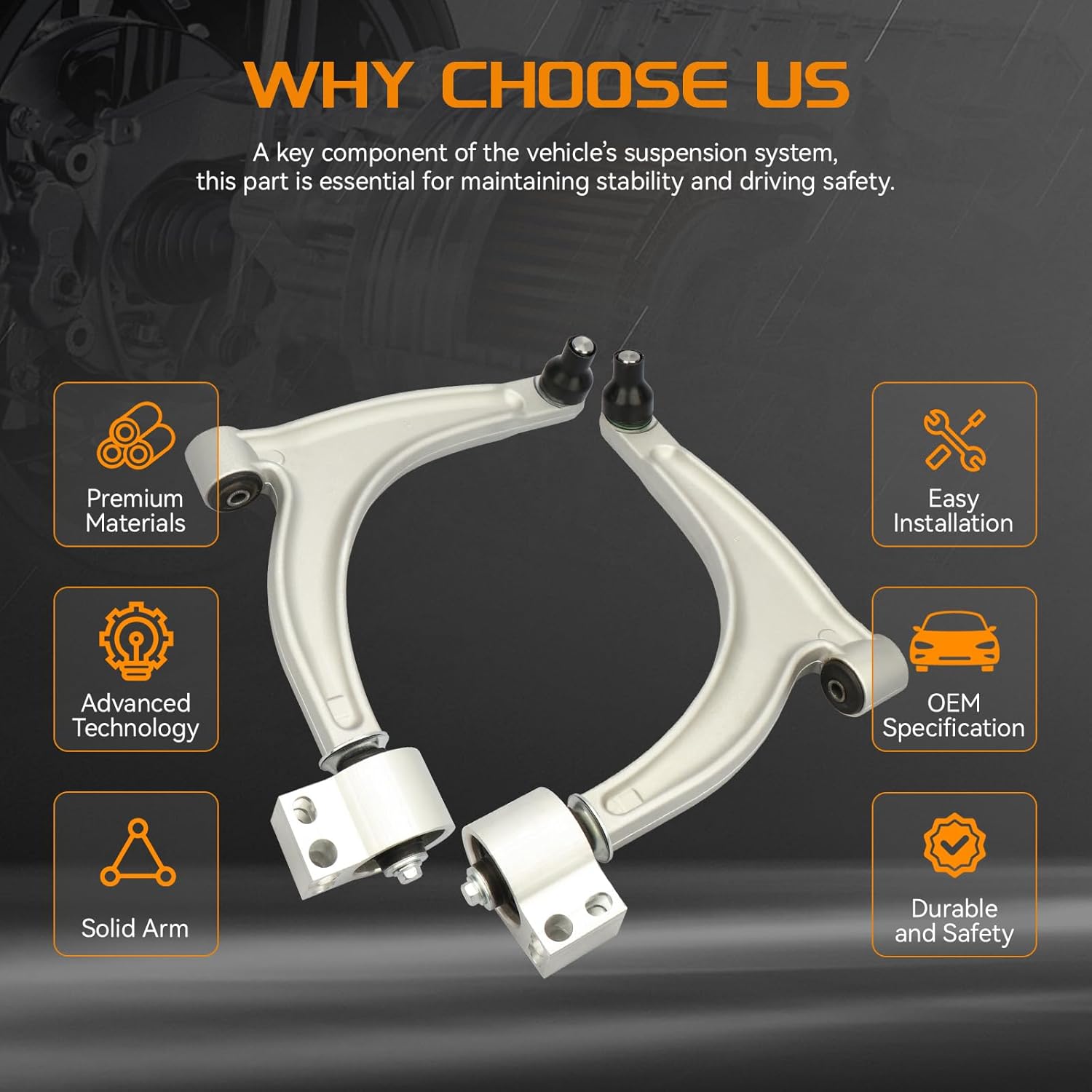 Front Lower Control Arms with Ball Joint Compatible with Chevy Malibu Pontiac G6 Saturn Aura 2004 2005 2006 2007 2008 2009 2010 2011 2012#22730775 22730776