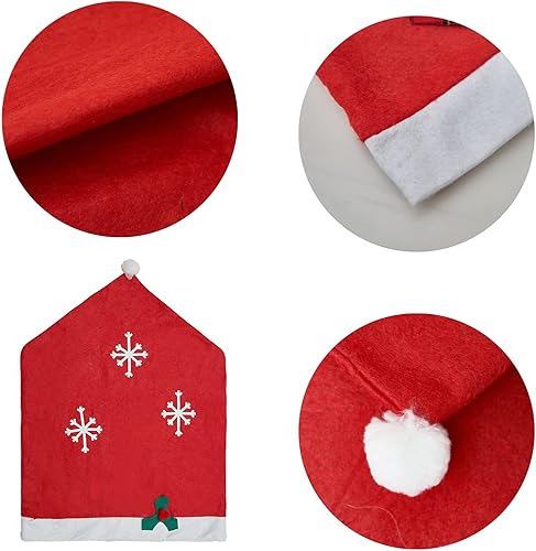 Miniatura 7 de Phedrew 6 fundas para sillas de comedor de Navidad, fundas para sillas de comedor con sombrero rojo de Papá Noel, fundas traseras para banquete de