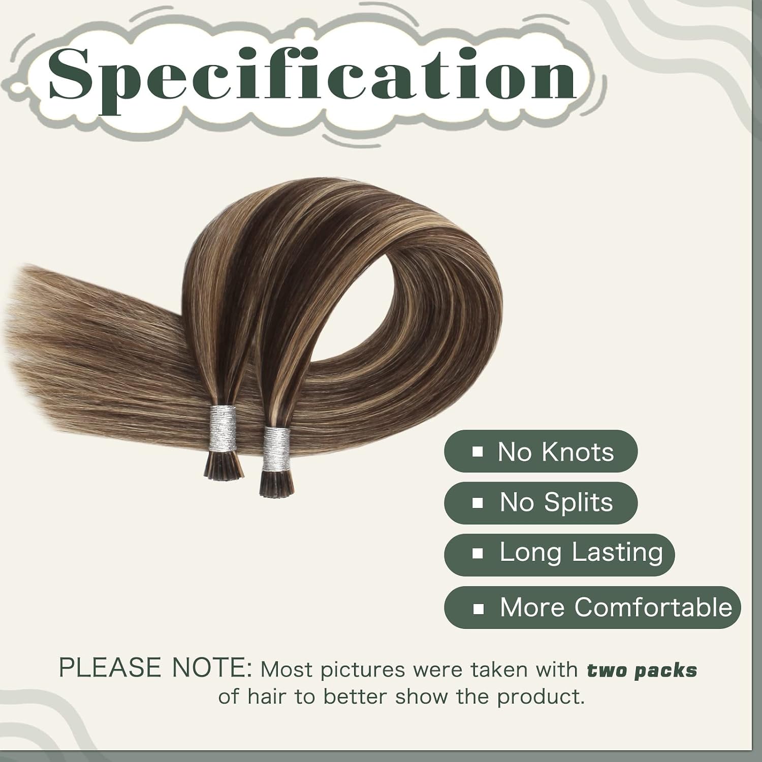 Sixstarhair I Tip Hair Extensions 20 Inch Itip Extensions Color Chocolate Brown Highlighted Caramel Blonde 4/27 Keratin Hair Extensions Silky Straight Itips Human Hair Extensions 50g/ Pack 50Strands