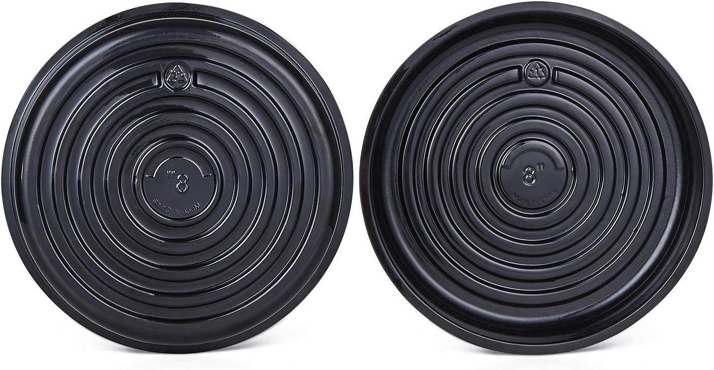 Idyllize 5 Pieces of 14 Inch Black Plastic Plant Saucer Drip Tray for Pots (14")