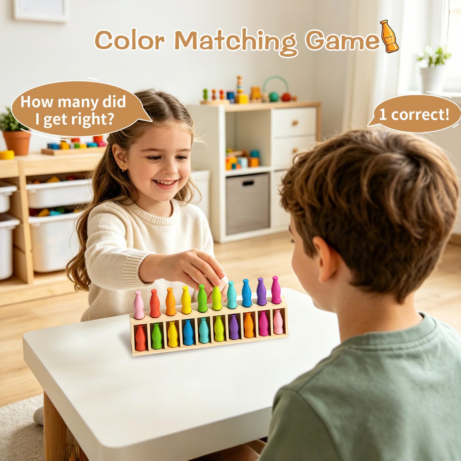 iuuoi Juego de combinación de memoria de color de botella, divertidos juegos de mesa familiares para niños y adultos, rompecabezas de 2 jugadores para niños y niñas a partir de 3 años, perfecto para