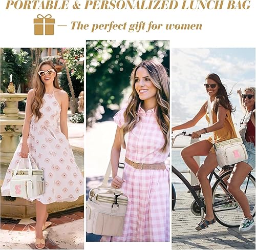 Miniatura 7 de Lonchera aislada para mujer, bolsa de almuerzo aislada de 16 litros, a prueba de fugas, lonchera personalizada para adultos con correa ajustable,