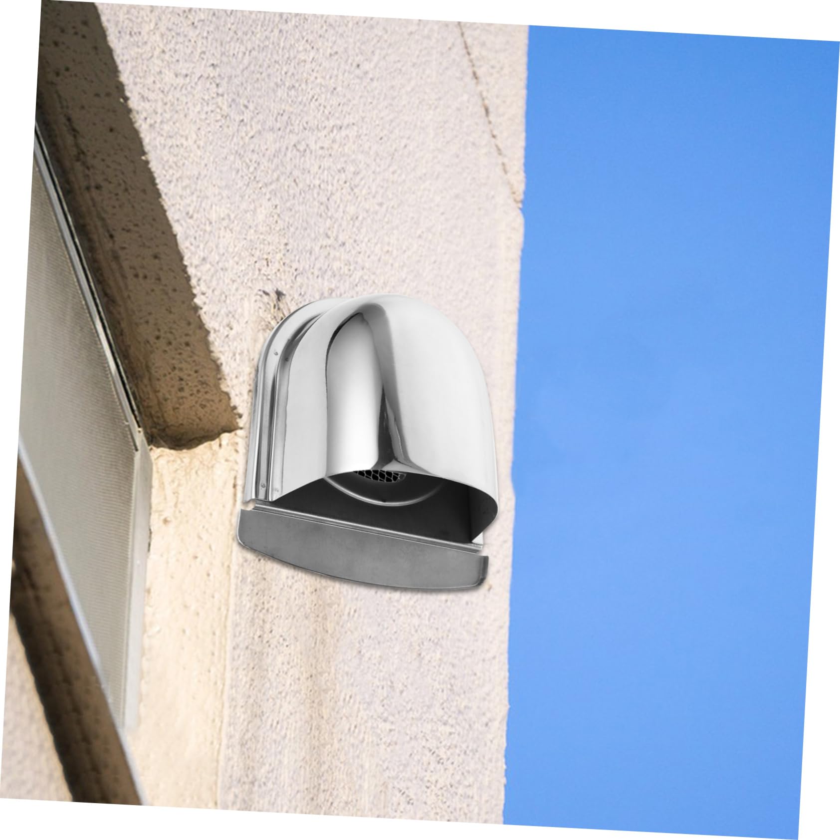 POPETPOP Cubierta Kit de Ventilación Redonda de Ventilación de Acero Inoxidable U-shaped Capucha para Paredes Exteriores para Uso Residencial E Industrial