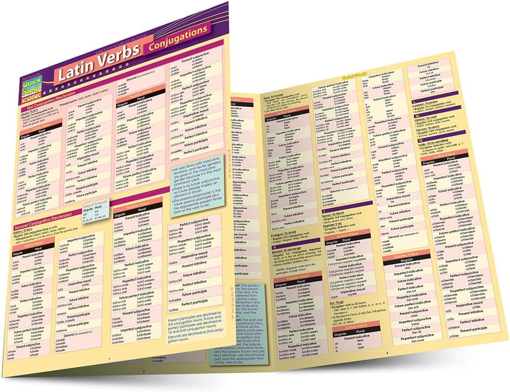 Latin Verb-Conjugations: a QuickStudy Laminated 6-Page Reference Guide (Quick Study Academic)