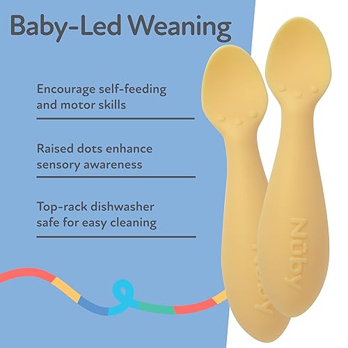 Miniatura 10 de Nuby Mini 2 cucharas de silicona, destete LED para bebés, 4+m, sin BPA, rosa