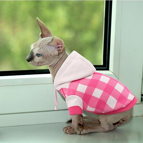 Miniatura 7 de Sudadera con capucha a cuadros para perro, sudadera suave para perro, sudaderas con capucha de forro polar cálido para perros pequeños, suéteres con