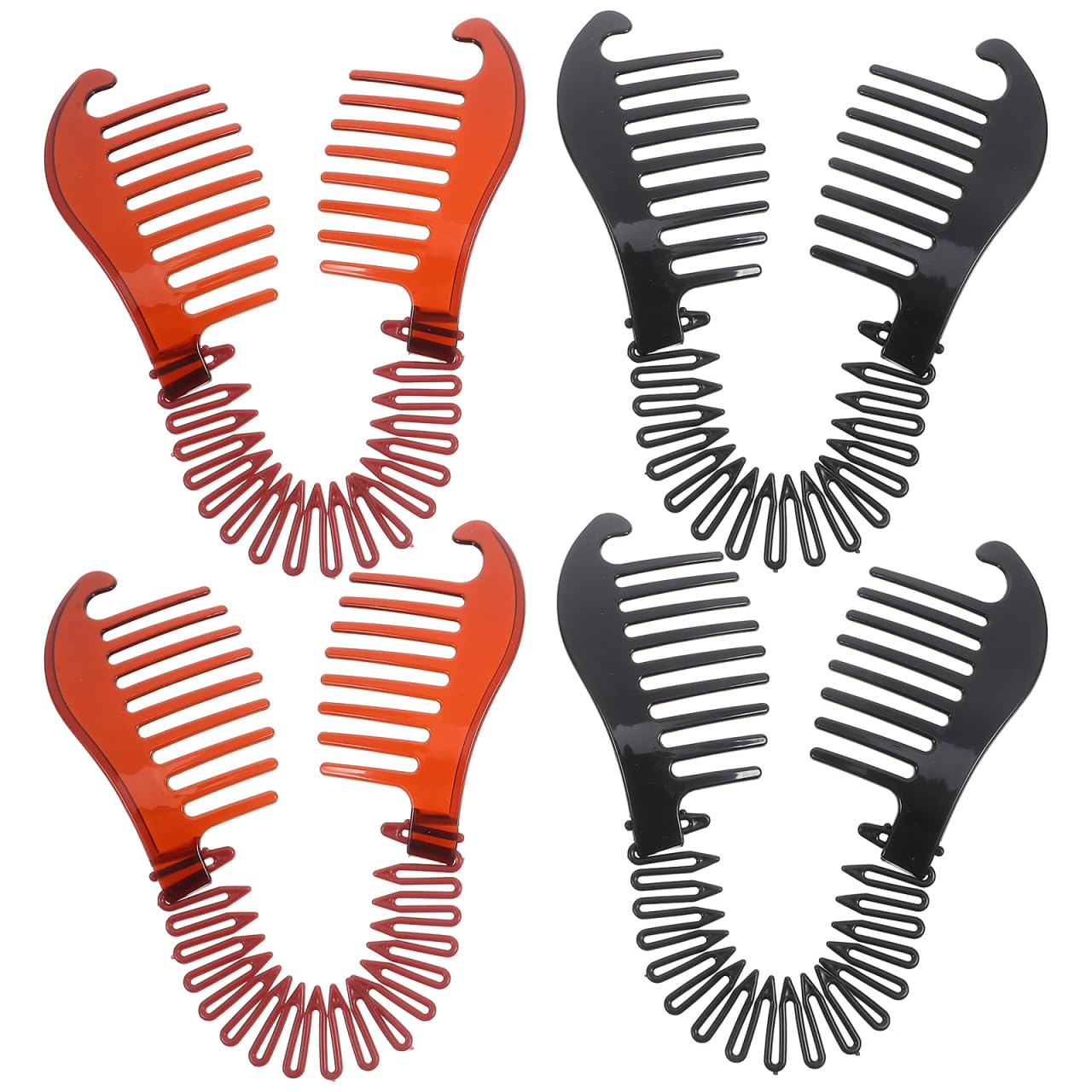 Minkissy 4Pcs Banana Clip for Thick Curly Hair Plastic Banana Hair Clips Ponytail Holder Hairstyling Accessories for Women Girls Parties Weddings and Everyday Use (Black, Coffee)