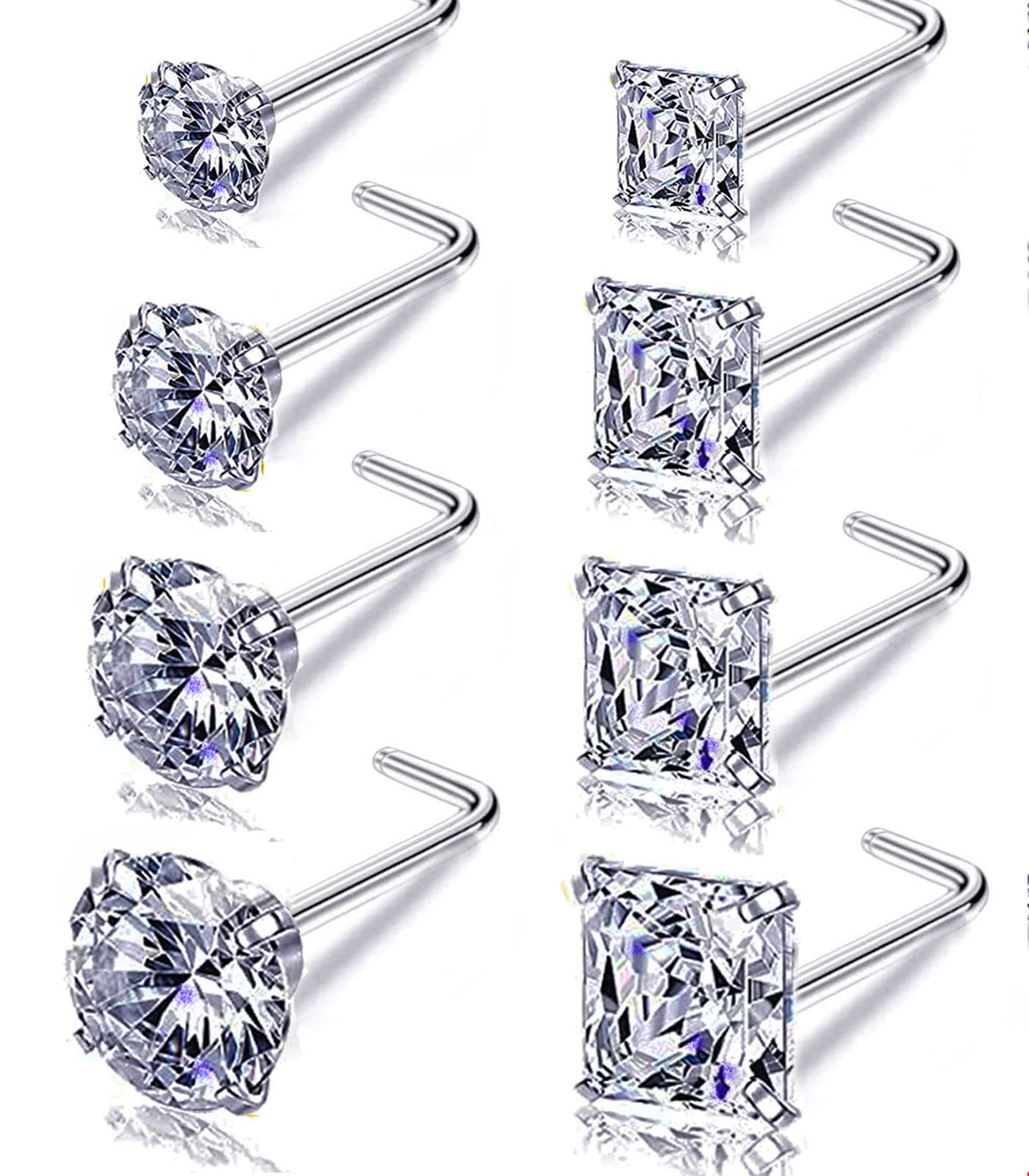 Carperton Nose Rings & Studs - 18g, 20g, 22g 14K Gold Bone Nose Studs for Women in Titanium Steel