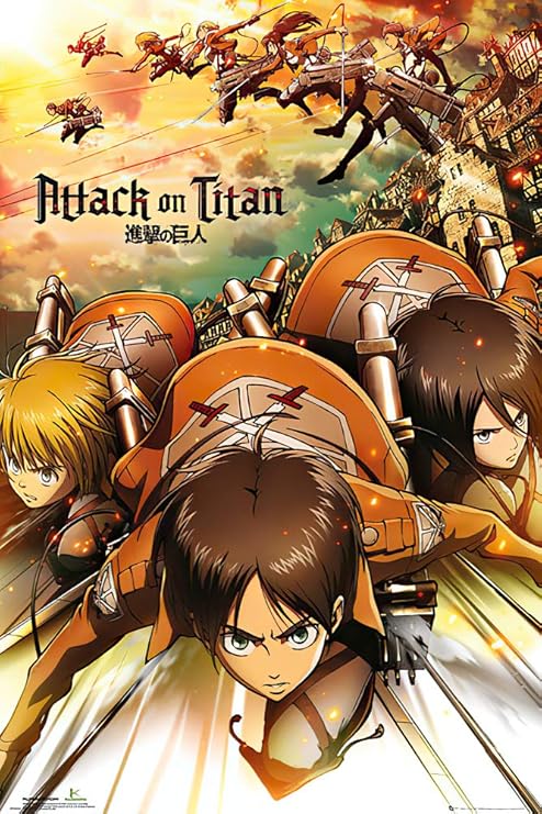 Amazon Co Jp Attack On Titan Japanese Anime Manga Tvシリーズポスター 印刷 進撃の巨人 進撃の巨人の登場 アルミンミカサ 攻撃 サイズ 24 X 36 ホビー