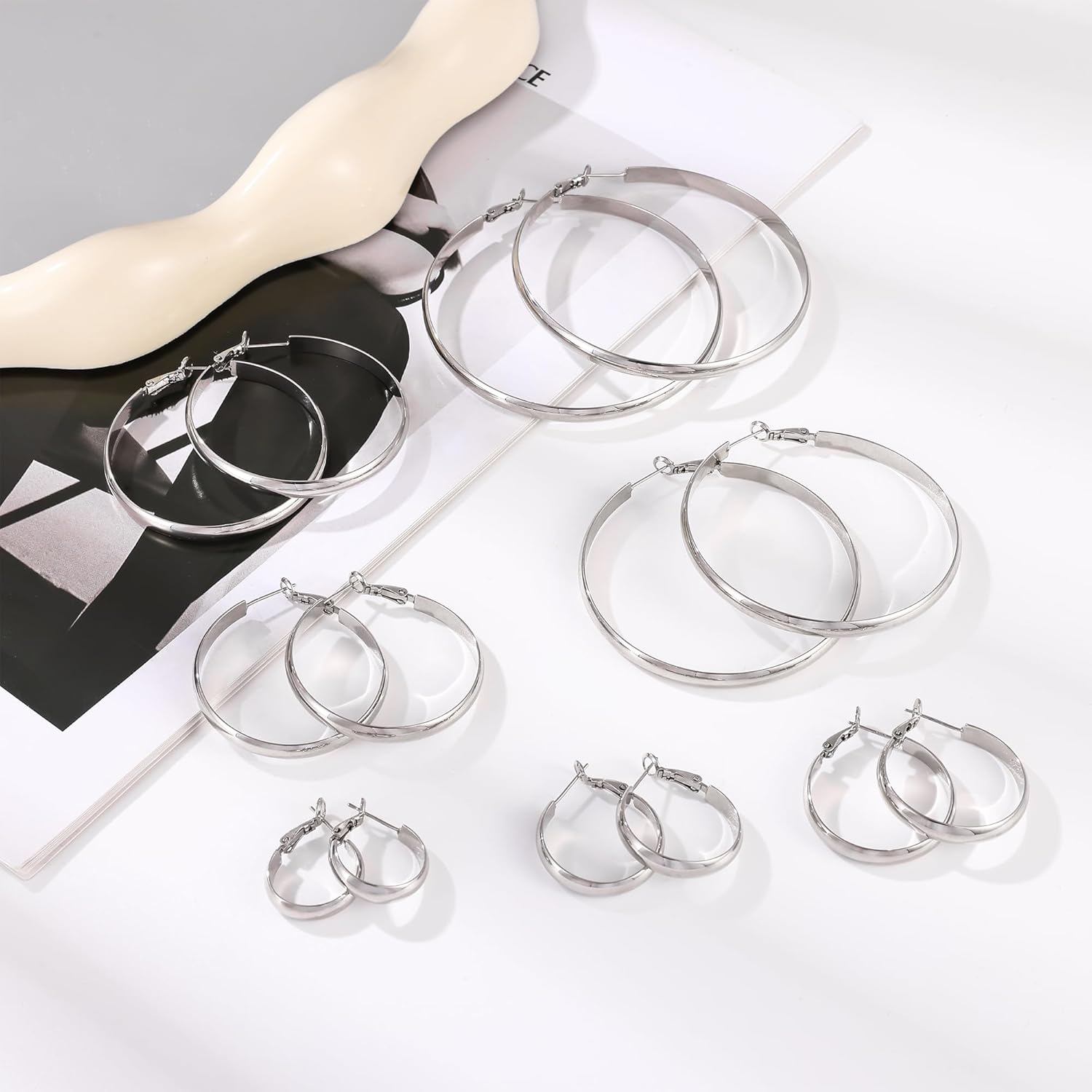 Gacimy 14K Gold Plated Hoop Earrings for Women, 14k Real Gold Plated with 925 Sterling Silver Post, Hypoallergenic Lightweight Thick Hoops Earrings for Women Trendy - Image 8