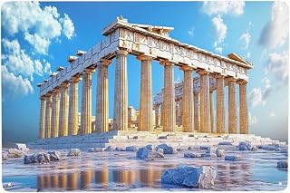 History Architecture Tin Sign,Greek Architectural Columns Metal Wall Art Signs,Living Room,Office, Men'S Cave Wall Decor Aluminum Poster 6x8 Inch,Gifts For Friends And Family