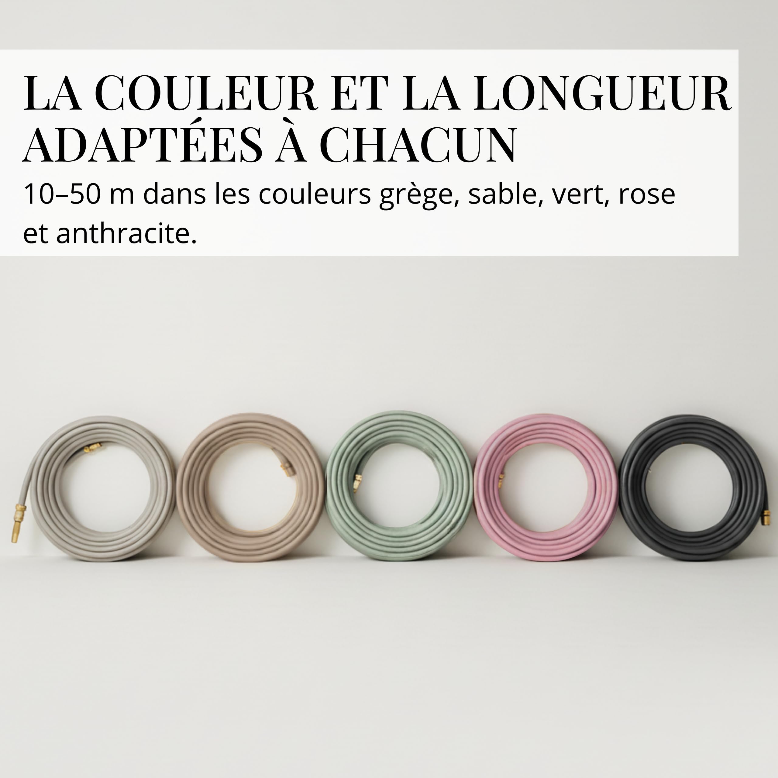 LIVLIG Tuyau d'Arrosage 50m Design – Tuyau Arrosage Flexible, 60% Recyclé, UV Résistant, Anti-Torsion, 1/2 Pouce, Anthracite
