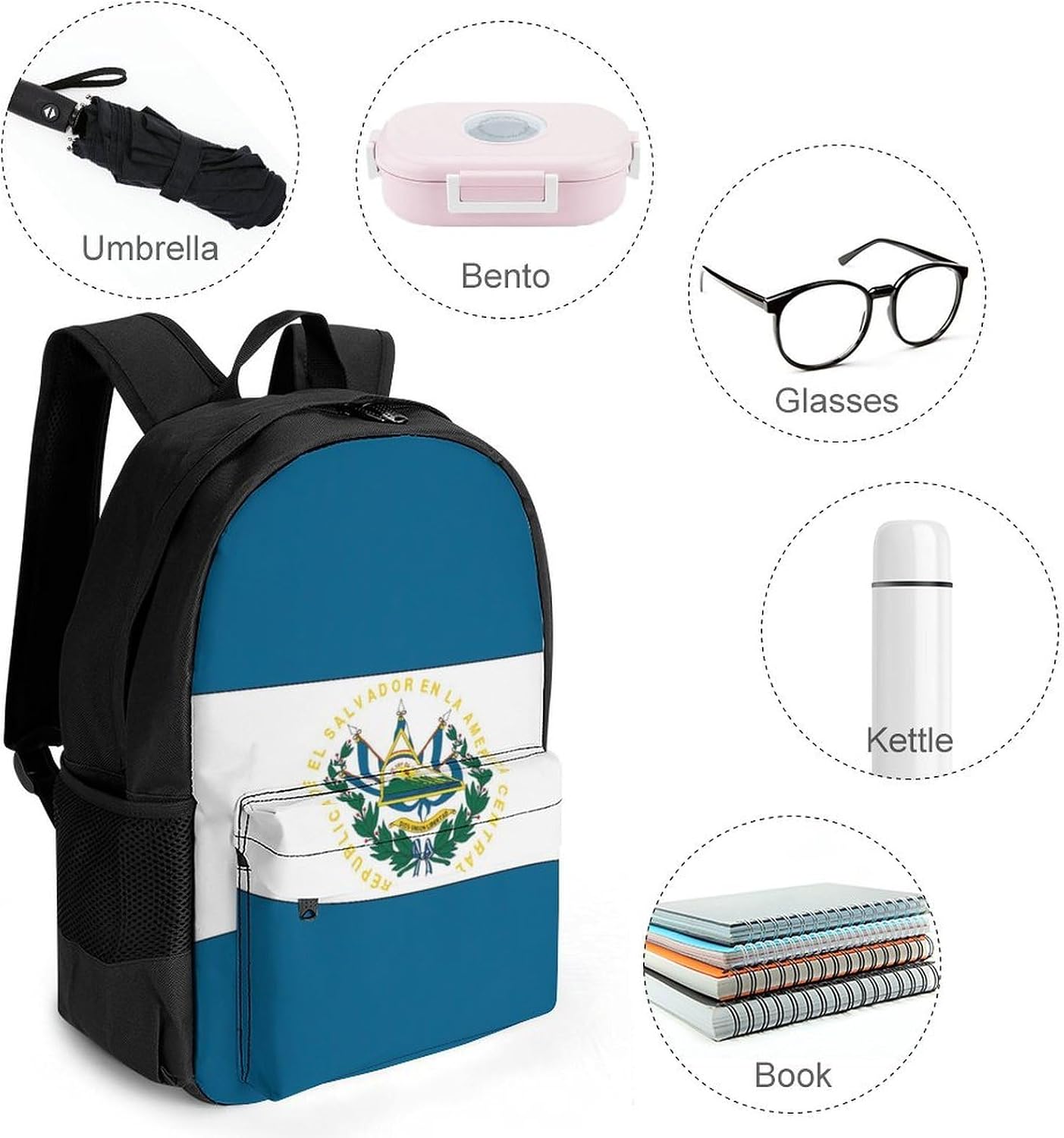 El Salvador Flag Backpack Lightweight Backpacks Work Bag