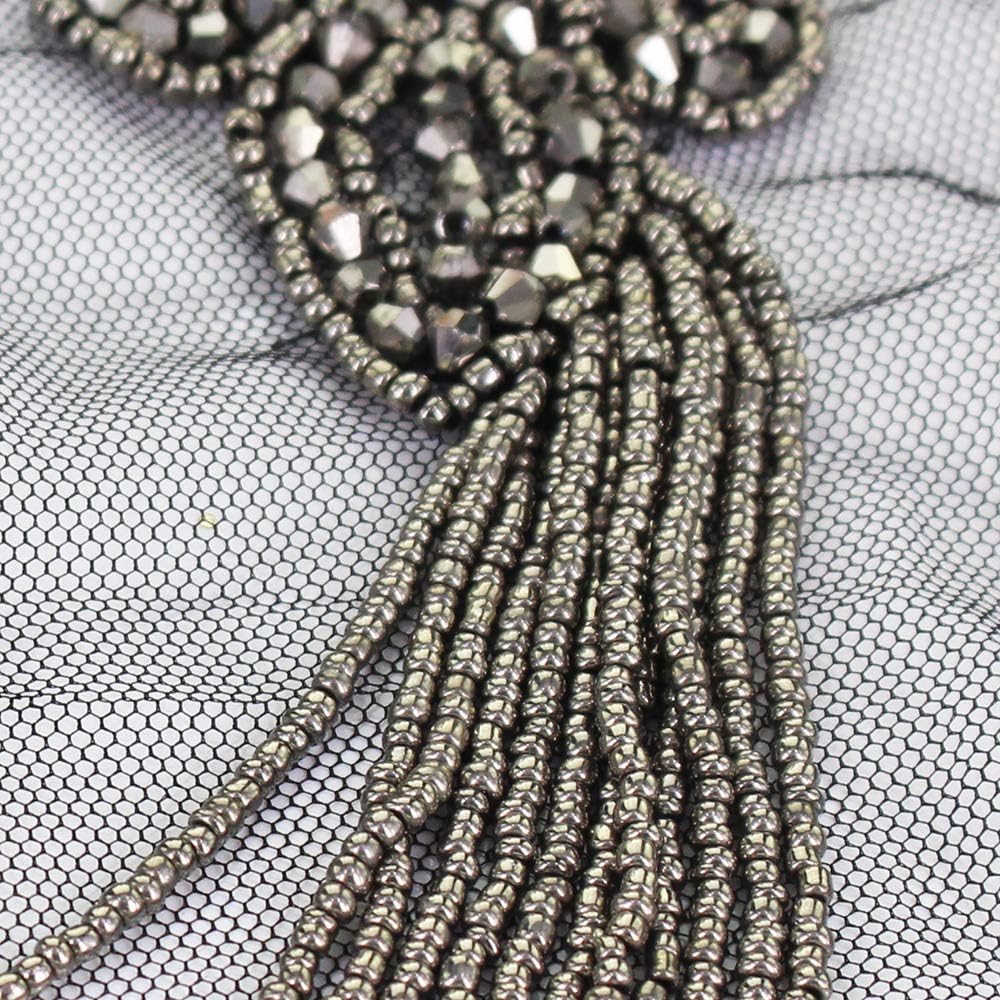 Handmade Beads Leaves Tassels Patches Epaulets Shoulder Applique Collar Patches Badge 2 Pieces