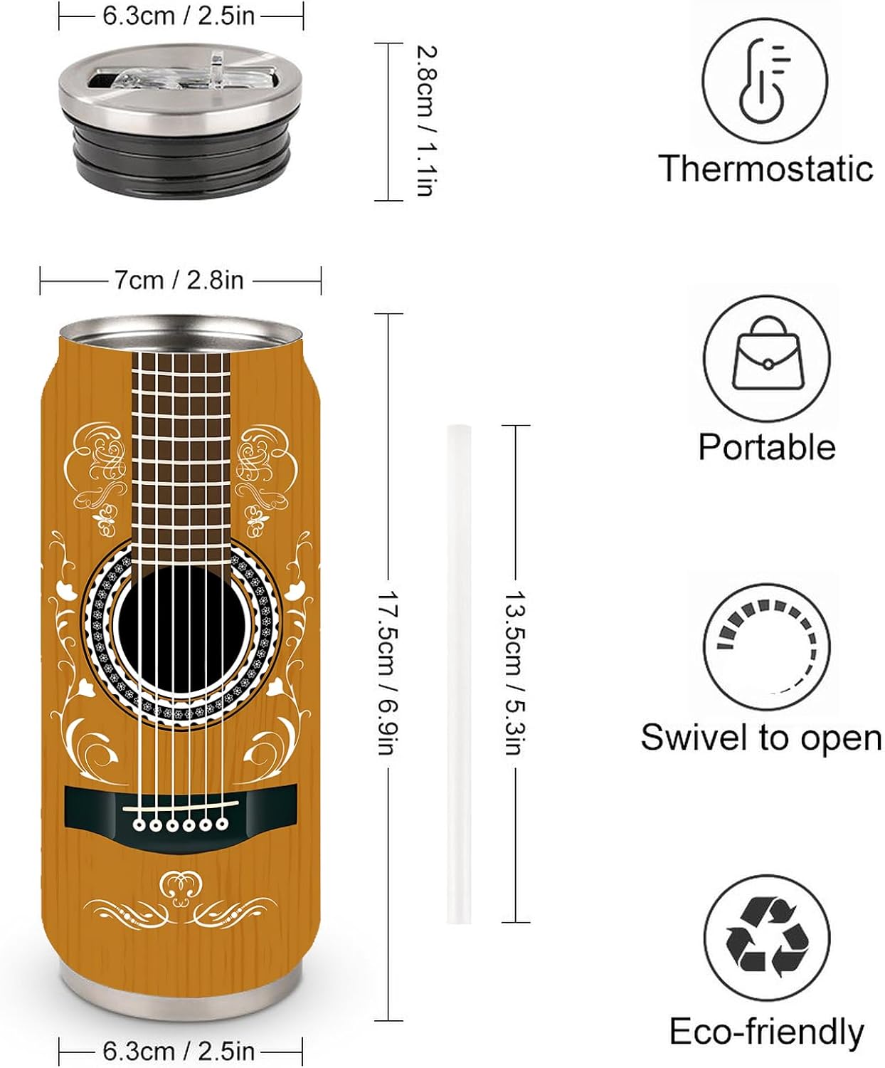Guitar Gifts for Men Women,Gifts for Guitar Players Musician Tumbler 17 Oz image 3