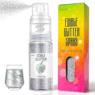 Silver Edible Glitter Spray for Cakes Drinks - Colaele 5 Grams Shimmer L...