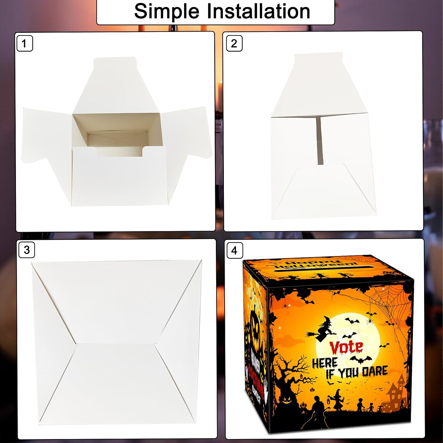 Halloween Costume Contest Ballot Box with 50 Ballot Voting Cards - Party Voting Box for Costume Contest Games