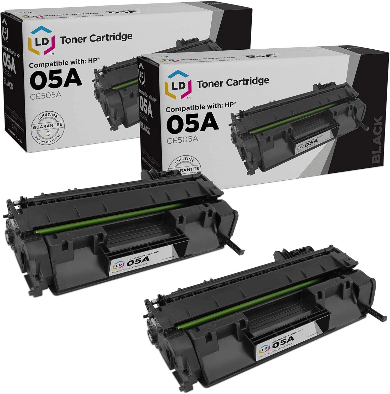 LD Products Compatible Toner Cartridge Replacement for (2-Pack, Black) HP 05A CE505A HP05A for use in LaserJet P2035, P2035n, P2055d, P2055dn & P2055X