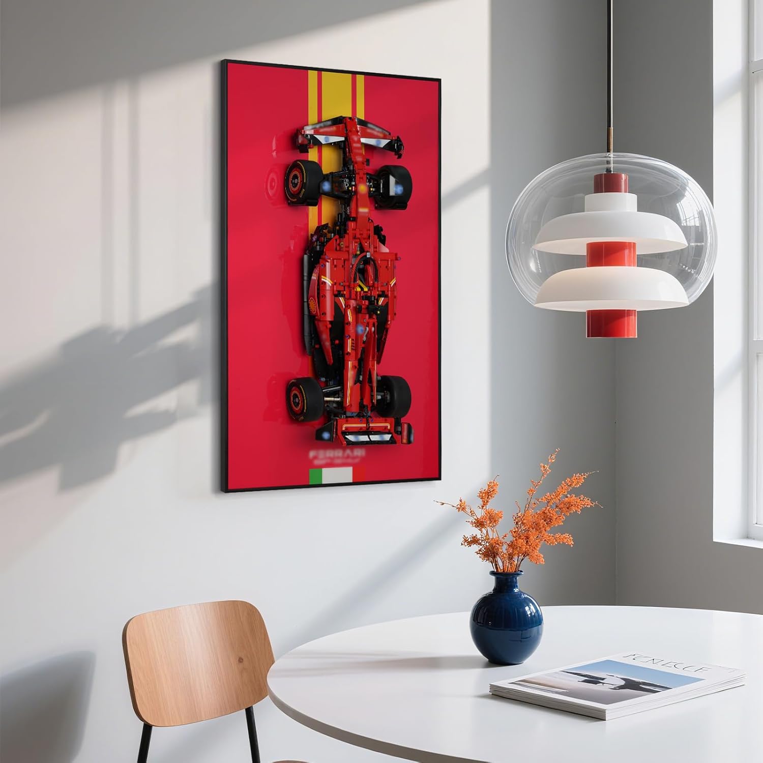Display Wall Mount Board for Lego Technic Ferrari 42207 Race Car | Gift for Car Model Collectors,Transform Your Build into Wall Art in Office, Garage, or Display Room(Only Board)