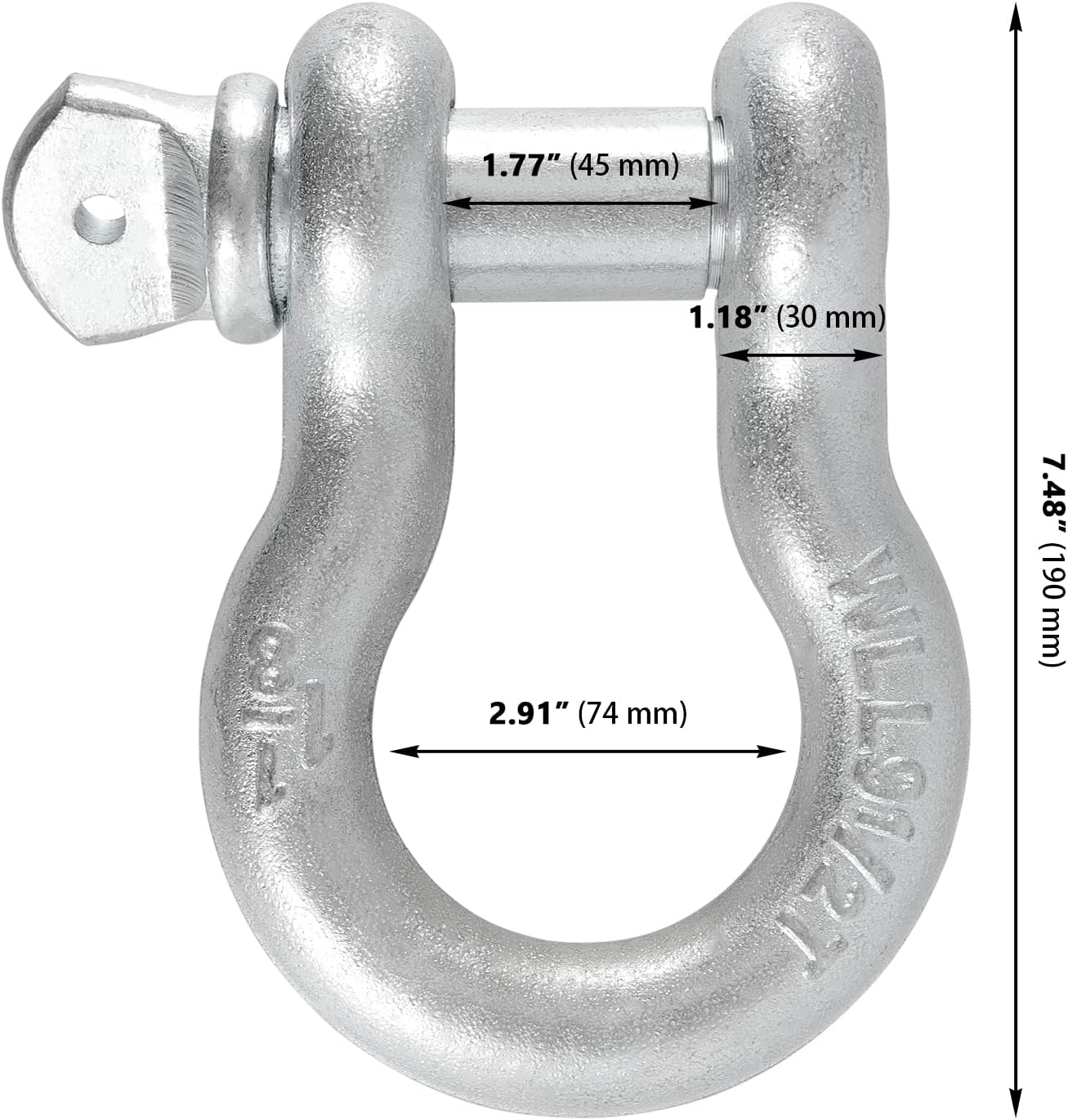 ZOENHOU 1-1/8 Inch D Ring Shackle, 9.5 Ton / 20,944 Lbs Capacity D-Ring Bow Shackle Heavy Duty, Screw Pin Anchor Shackle for Rigging, Towing, Winch, Off Road Recovery, Bolt-Type
