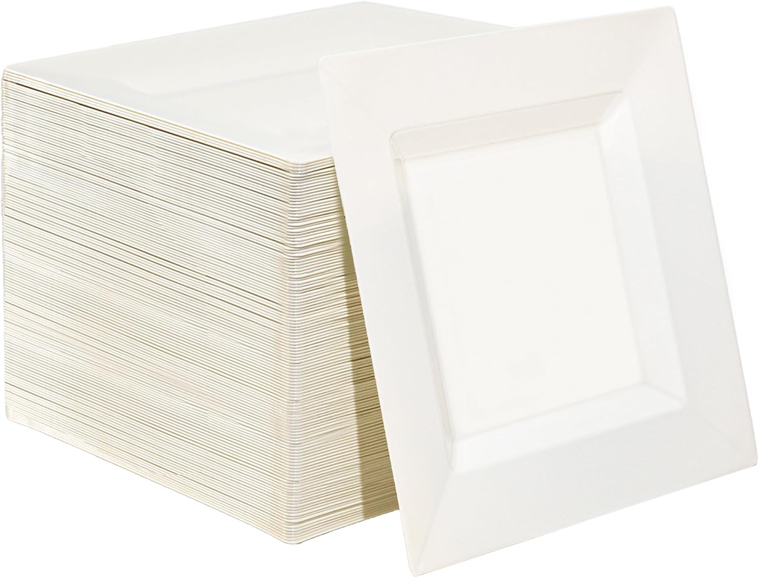 100 Pack Pink Dessert Plastic Square Plates, 6.5" Disposable Salad Plates Heavy Duty Plates for Party, Wedding, Christmas, Easter