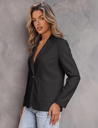 Othyroce Womens Long Sleeve Blazer Jacket Lightweight, Breathable, Stretchy Work & Casual Coat with Pockets