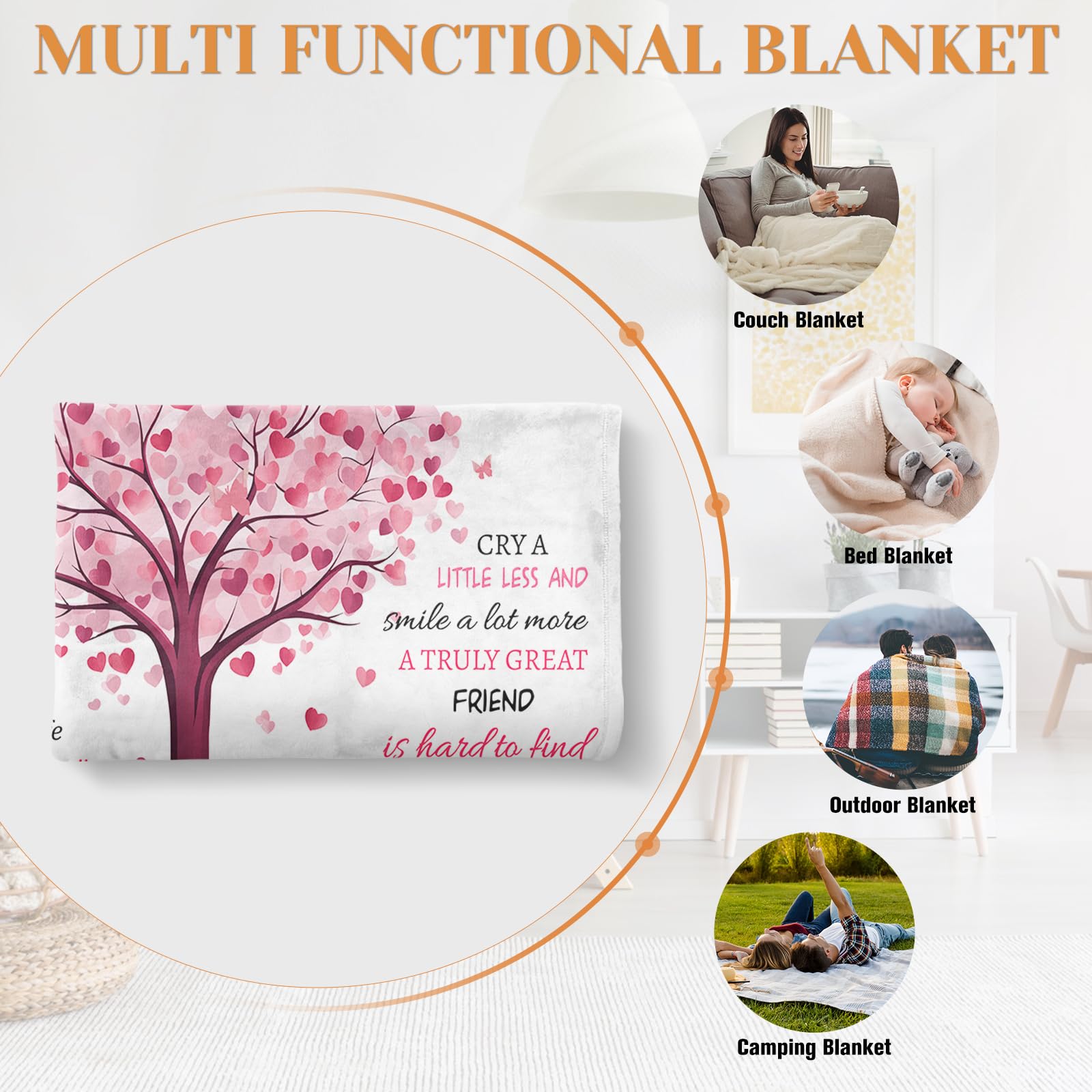 Welsky Flannel Throw Blanket – Best Friend Gift For Women, Soft & Heartwarming For Birthdays & Holidays