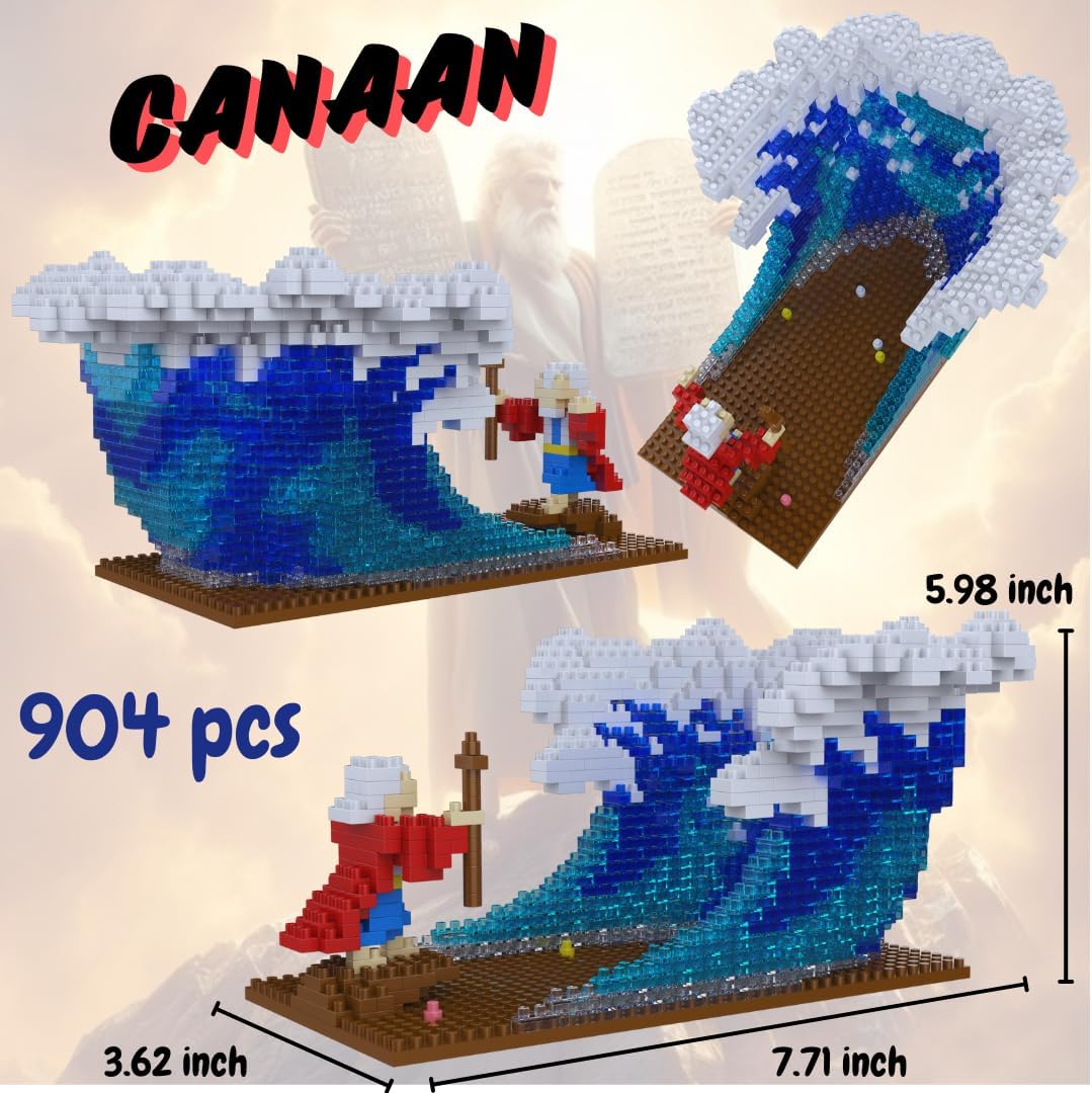 A Prayer Gift, Jesus Series-Moses parted The Red Sea Mini Figurine, Bible Story w/lego, Jesus Toy, Christmas Party Gift, Nativity Building Set for Aged 14+, For Teens and Adults (904Pcs/7.7x3.6x6inch)